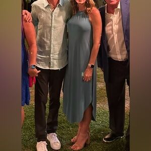 Double Zero Sleeveless Teal High Low Dress